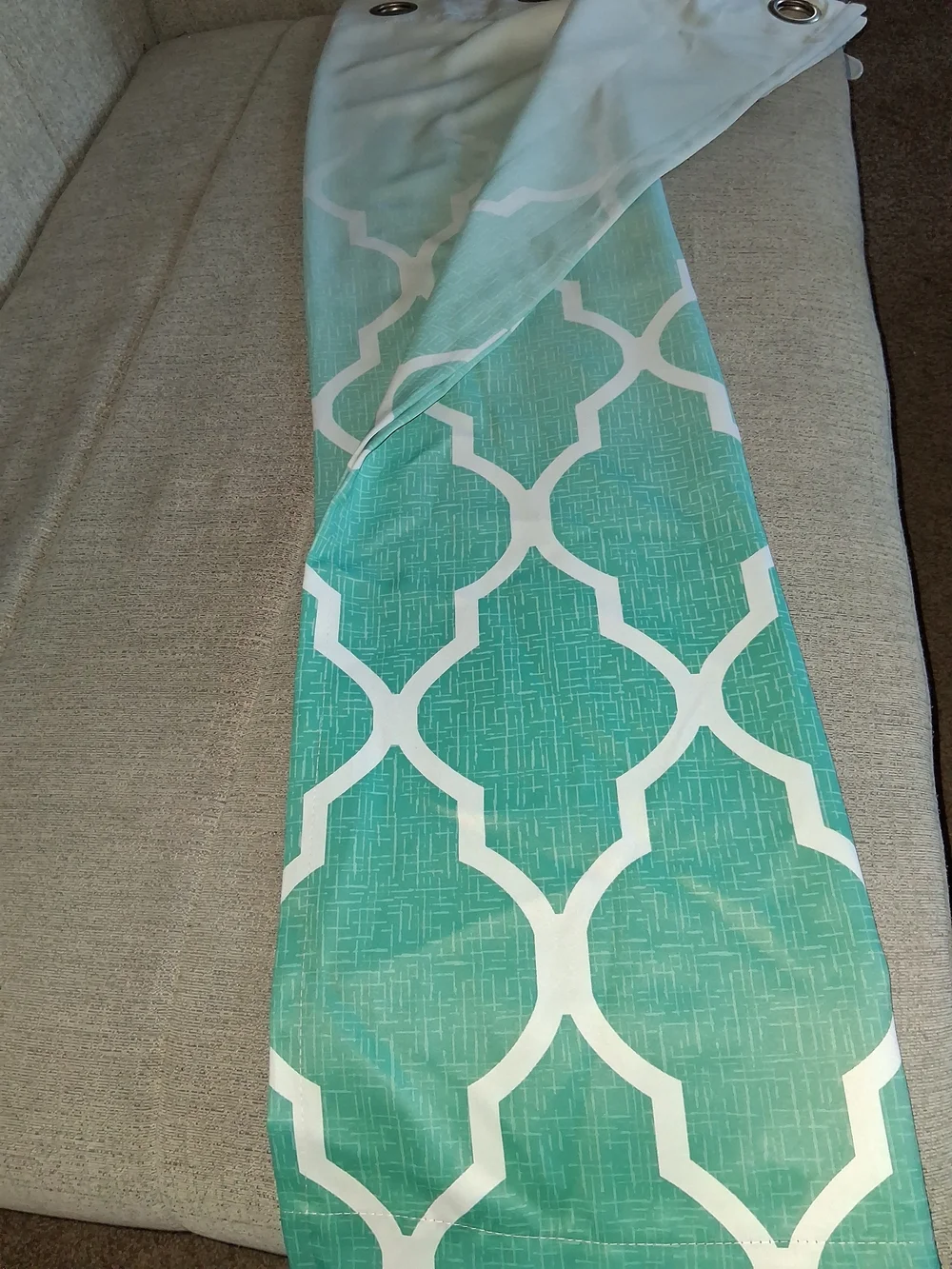 Decorative Geometric Grommet Blackout Curtain Panel - Turqoise 1 Panel 50x56 In